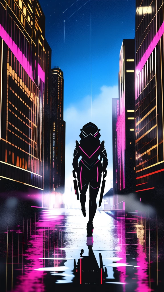 high quality, high resolution, extreme detail, masterpiece, great composition, 1girl, walking in the city at night, dark sky, night sky, reflections, volumetric shading, <lora:Alkaloid-LoRA:1>, alkaloid, <lora:zoomin:-4>