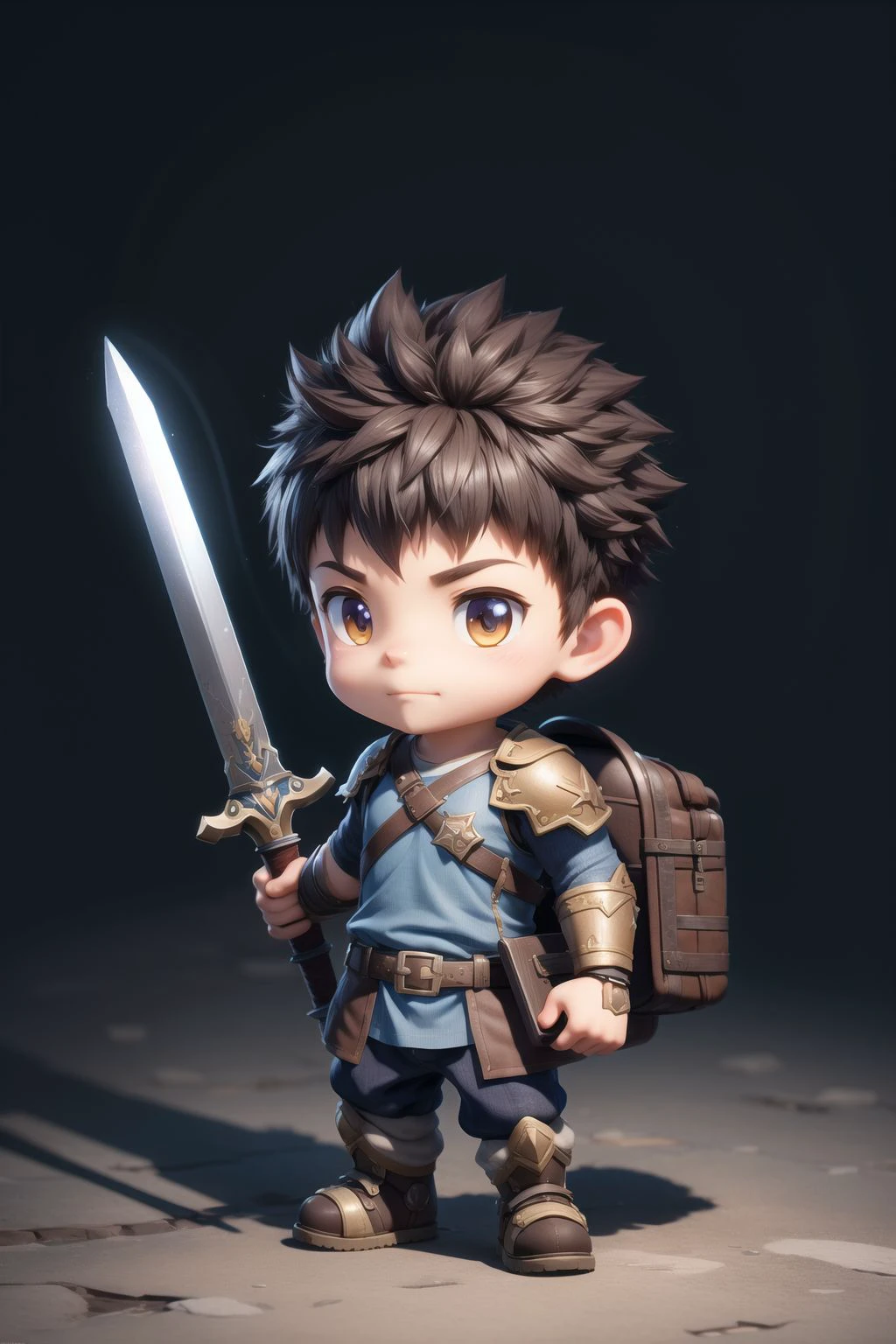 masterpiece, best quality, game icon institute,game icon,A  carrying a giant sword on his back. 3d, oc rendering, unity 8k wallpaper, unreal engine, chibi,