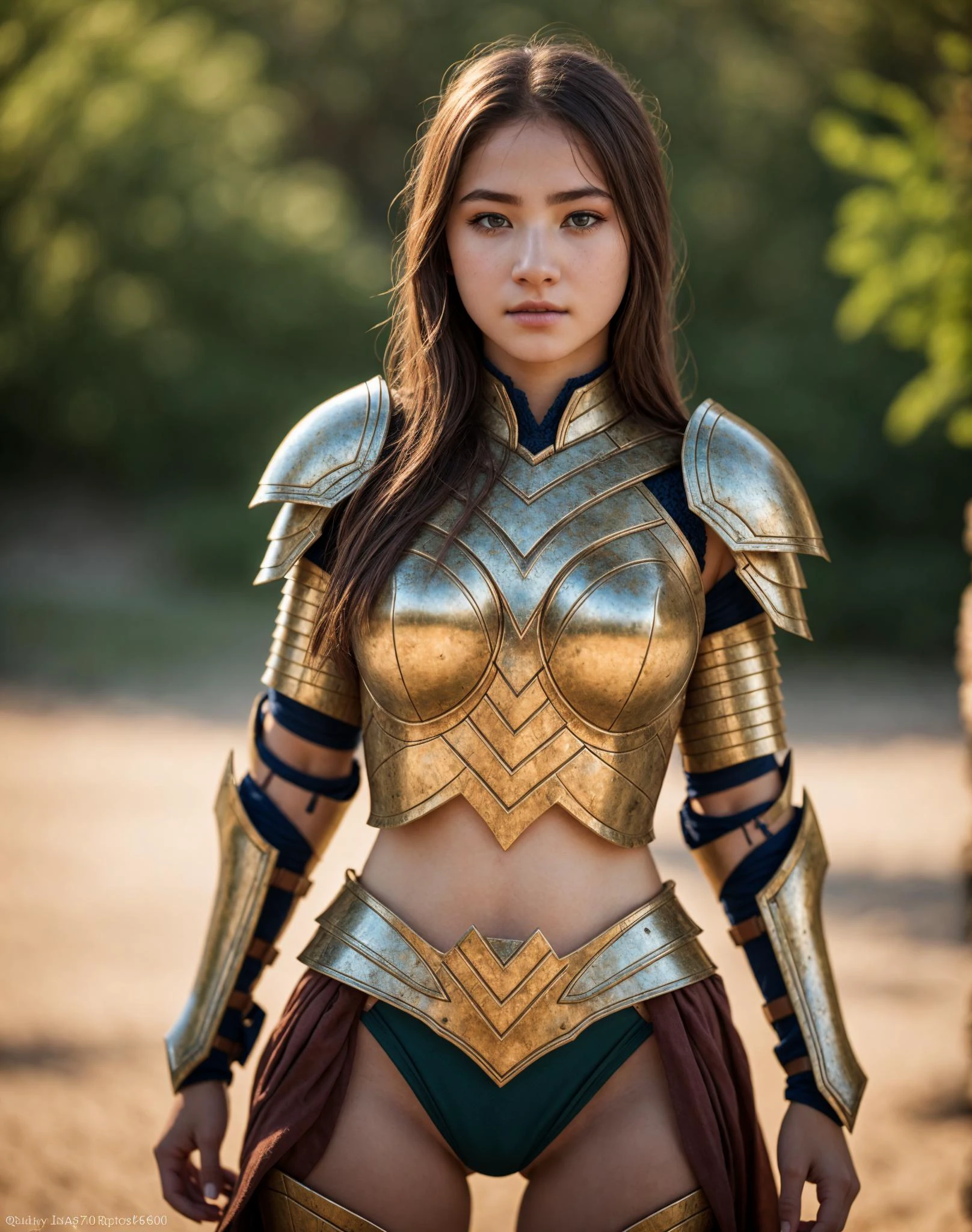 (Highest Quality, 4k, masterpiece, Amazing Details:1.1), standing, wearing skimpy armor, Shallow Depth of Field, E671, lens 50mm f/2.0, ((Young_woman)), ((photorealistic) (RAW Photo))