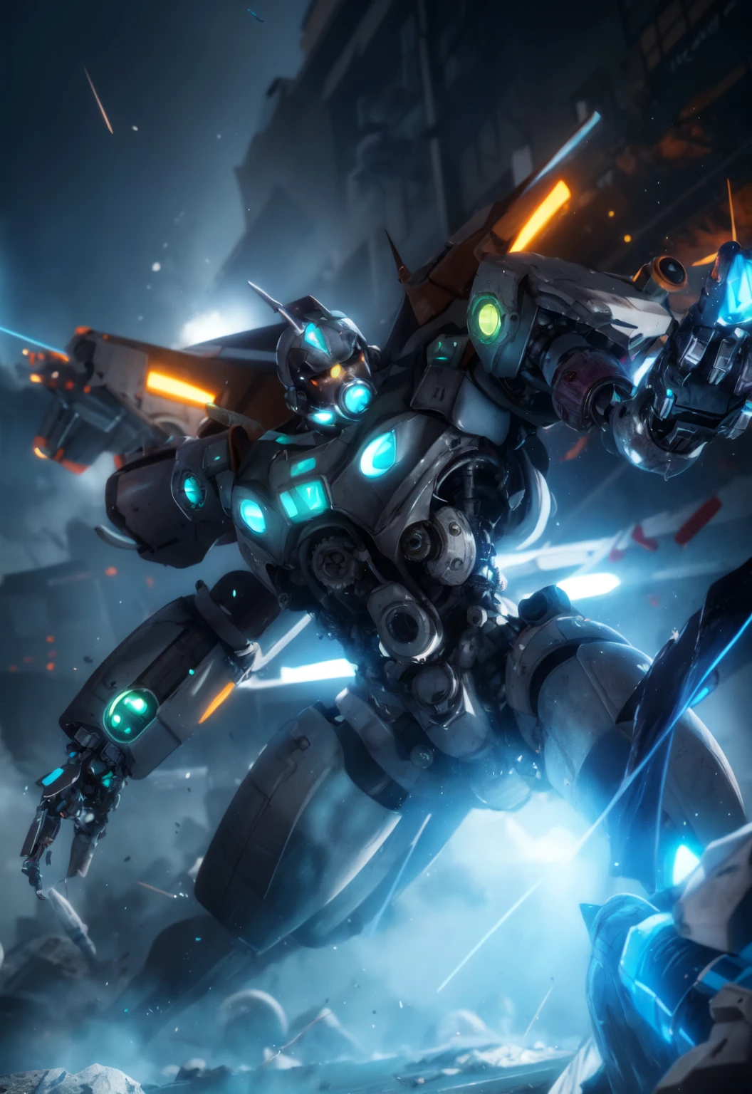 futuristic mecha in a destroyed city, scifi, mechanical, gears, transparent glass, crystal,
vibrant colors, colorful art style,
soft lighting, soft shadows, detailed textures, dynamic lighting,
nice hands, perfect hands,
<lyco:GoodHands-beta2:1.0>
<lora:add_detail:1>