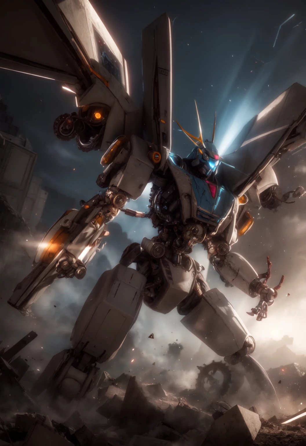 futuristic mecha in a destroyed city, scifi, mechanical, gears, transparent glass, crystal,
vibrant colors, colorful art style,
soft lighting, soft shadows, detailed textures, dynamic lighting,
nice hands, perfect hands,
<lyco:GoodHands-beta2:1.0>
<lora:add_detail:1>