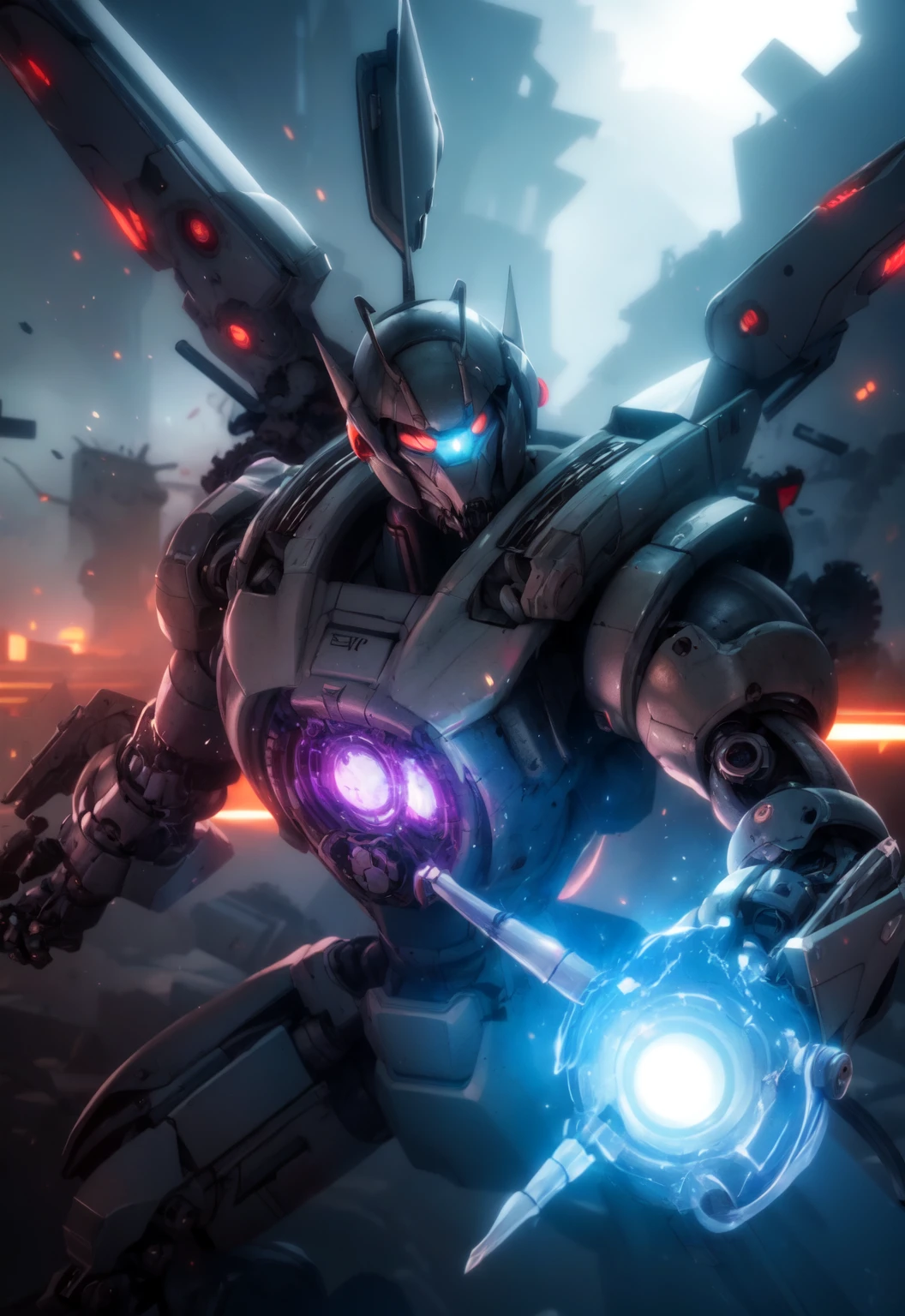 futuristic mecha in a destroyed city, scifi, mechanical, gears, transparent glass, crystal,
vibrant colors, colorful art style,
soft lighting, soft shadows, detailed textures, dynamic lighting,
nice hands, perfect hands,
<lyco:GoodHands-beta2:1.0>
<lora:add_detail:1>