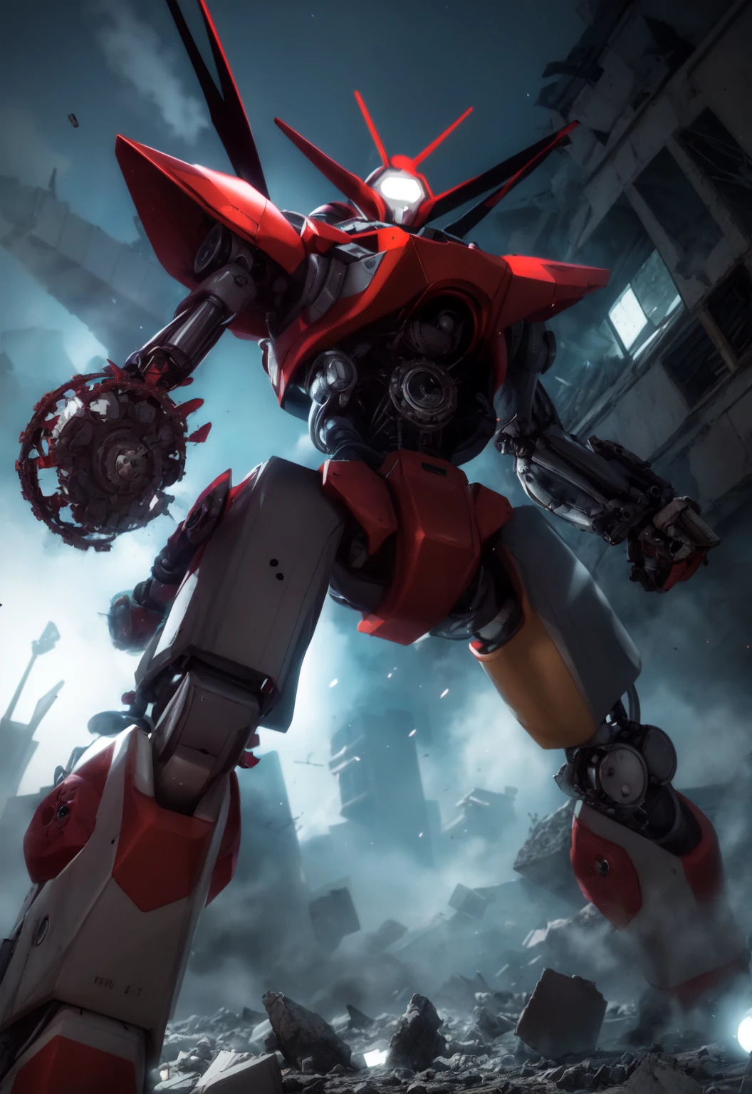 futuristic mecha in a destroyed city, scifi, mechanical, gears, transparent glass, crystal,
vibrant colors, colorful art style, 
soft lighting, soft shadows, detailed textures, dynamic lighting,  
nice hands, perfect hands, 
<lyco:GoodHands-beta2:1.0> 
<lora:add_detail:1>
