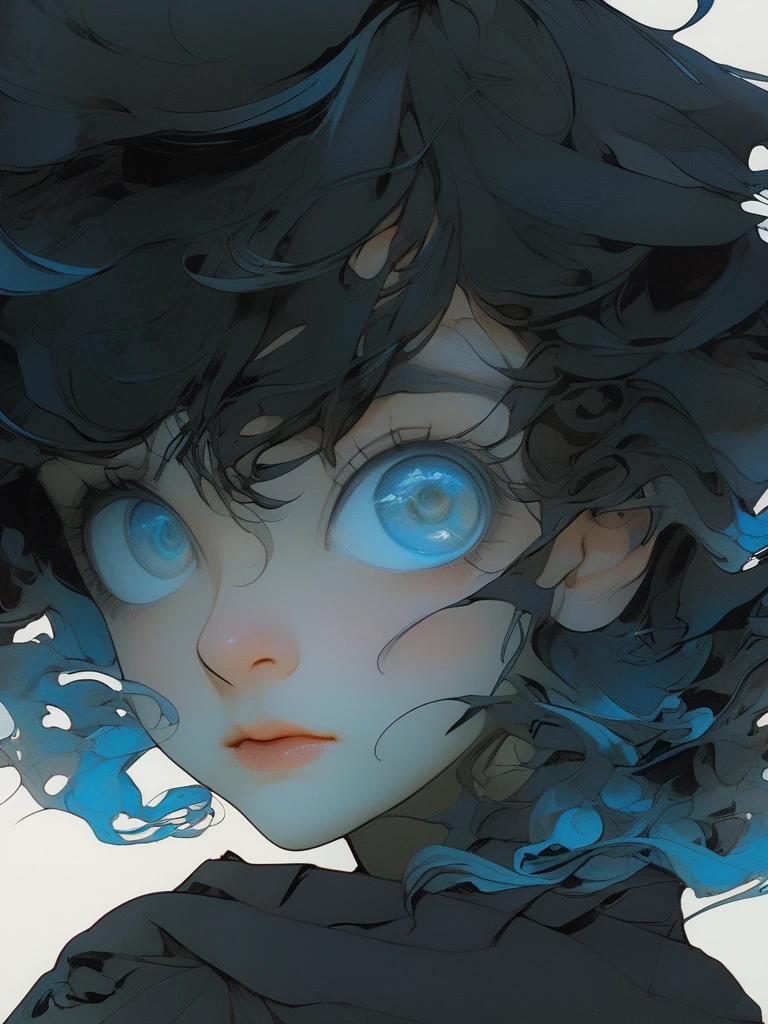 young women :blue eyes :black hair :highly detailed :deconstructivism style, (masterpiece,best quality:1.5)