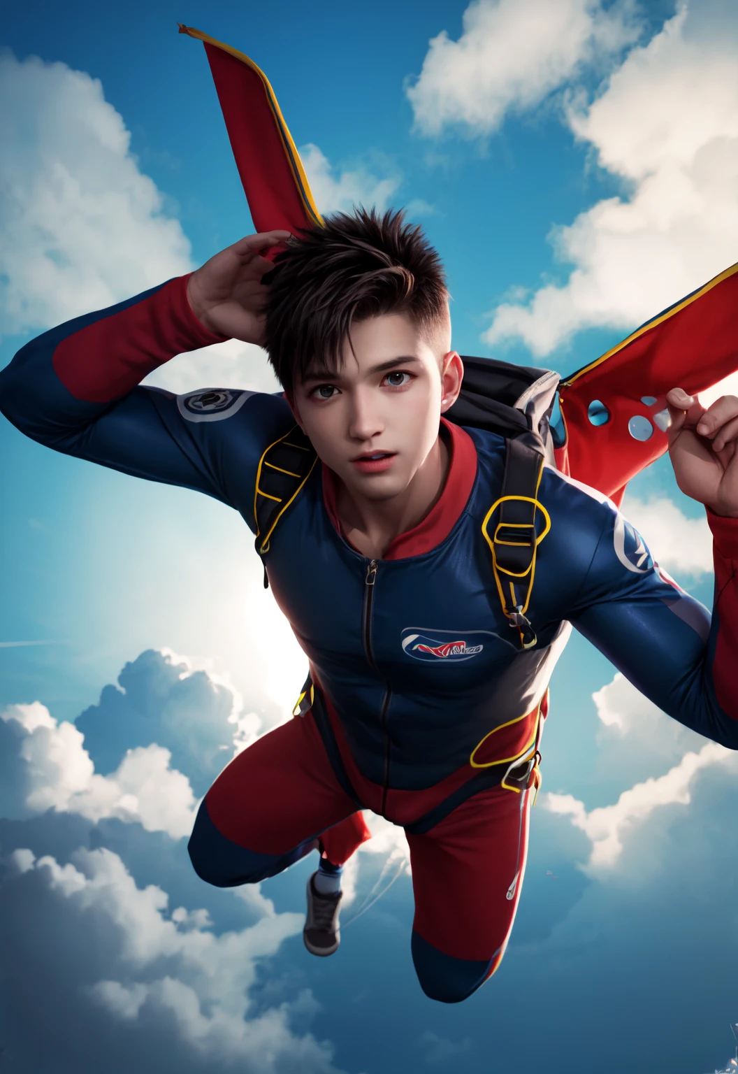 boy skydiving, clouds, wind, muscular,
vibrant colors, colorful art style,
soft lighting, soft shadows, detailed textures, dynamic lighting,
nice hands, perfect hands,
<lyco:GoodHands-beta2:1.0>
<lora:add_detail:1>