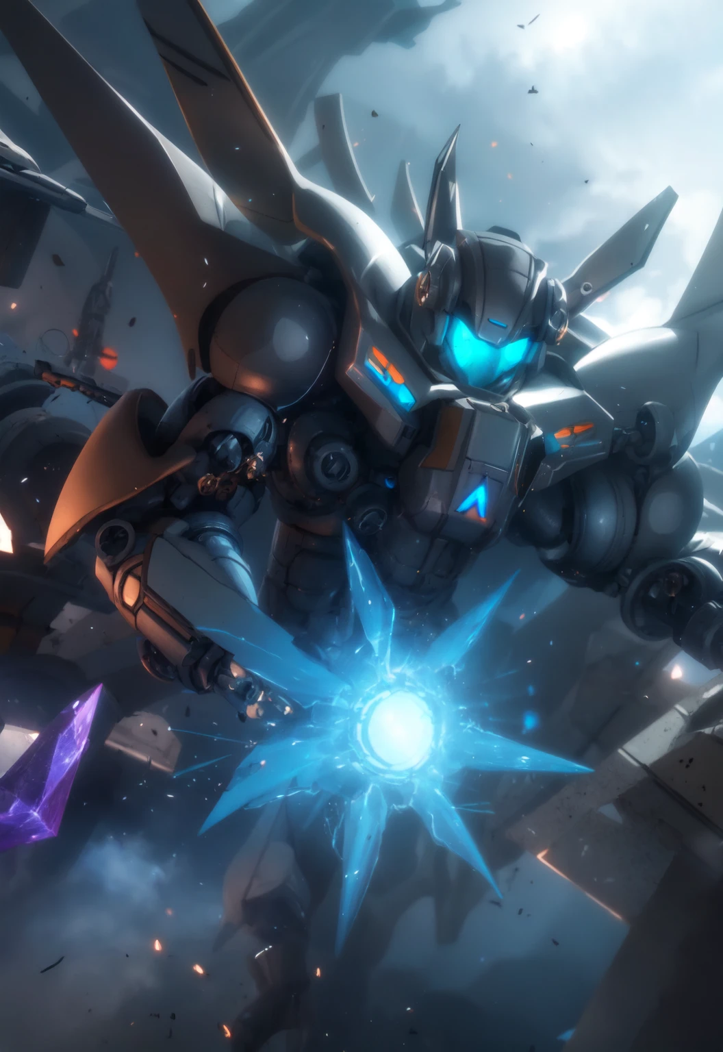 futuristic mecha in a destroyed city, scifi, mechanical, gears, transparent glass, crystal,
vibrant colors, colorful art style,
soft lighting, soft shadows, detailed textures, dynamic lighting,
nice hands, perfect hands,
<lyco:GoodHands-beta2:1.0>
<lora:add_detail:1>