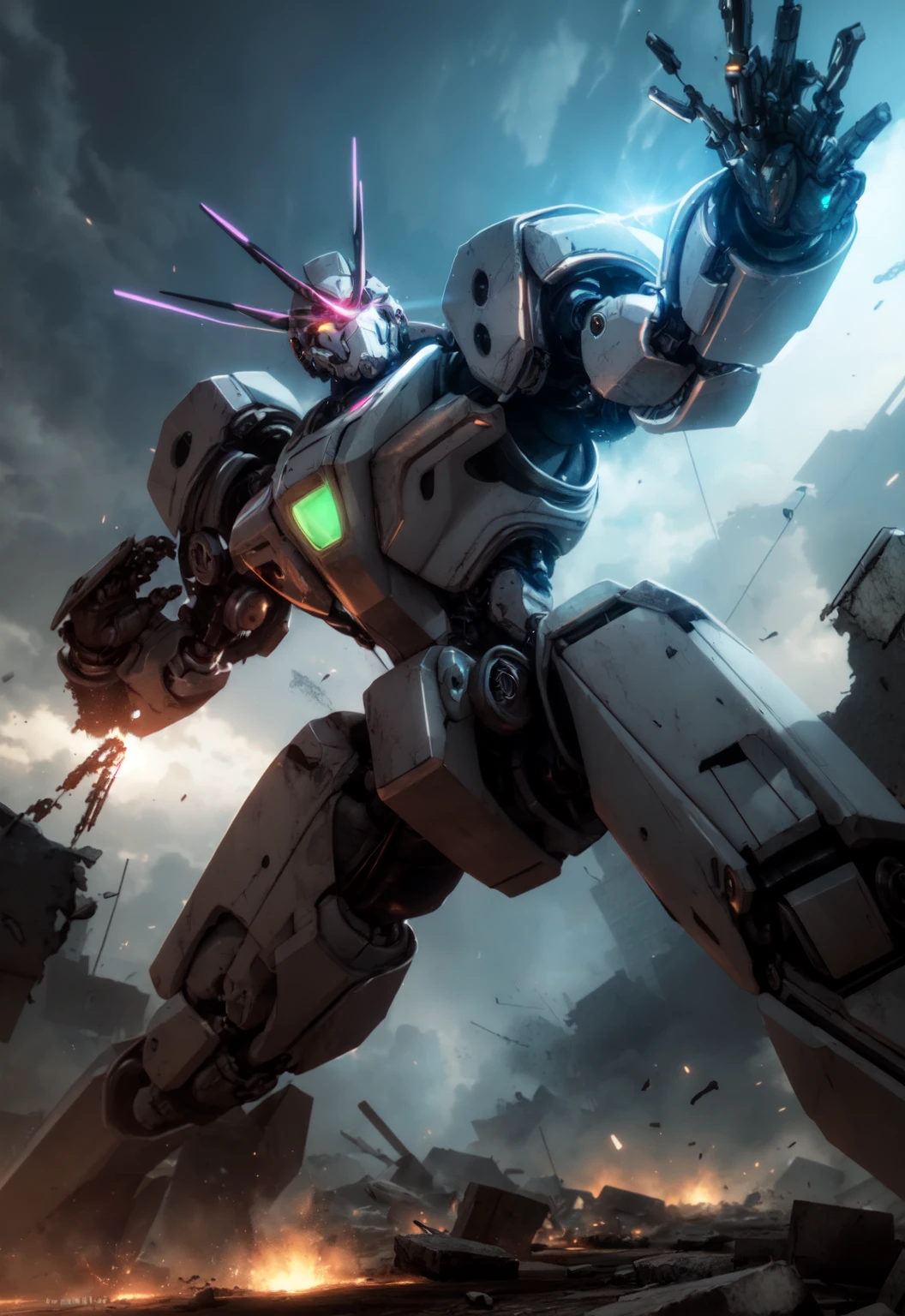futuristic mecha in a destroyed city, scifi, mechanical, gears, transparent glass, crystal,
vibrant colors, colorful art style,
soft lighting, soft shadows, detailed textures, dynamic lighting,
nice hands, perfect hands,
<lyco:GoodHands-beta2:1.0>
<lora:add_detail:1>
