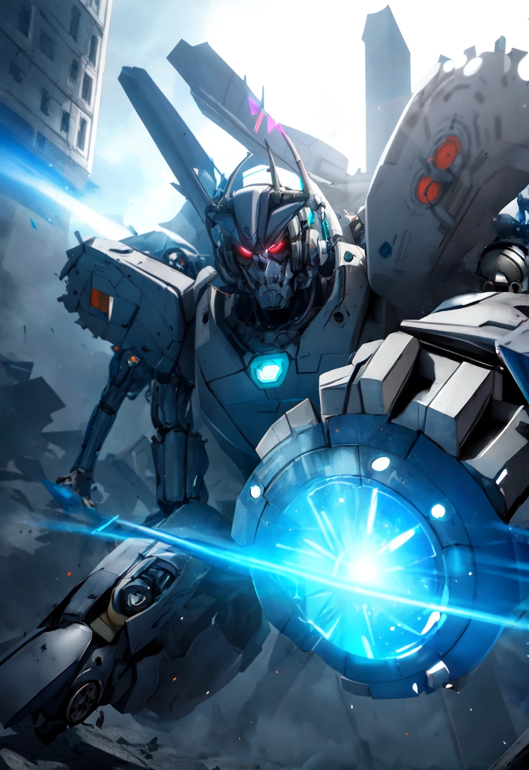 futuristic mecha in a destroyed city, scifi, mechanical, gears, transparent glass, crystal,
vibrant colors, colorful art style, 
soft lighting, soft shadows, detailed textures, dynamic lighting,  
nice hands, perfect hands, 
<lyco:GoodHands-beta2:1.0> 
<lora:add_detail:1>
