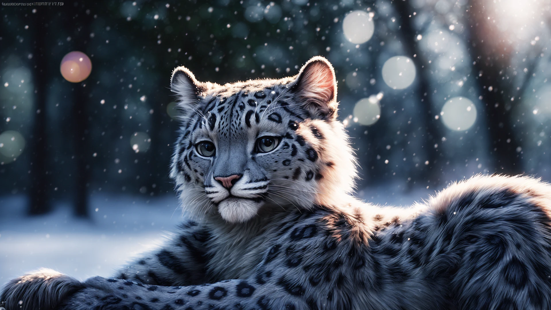extremely detailed snowing forest, (realistic snow and snowflakes), detailed background, female, snow leopard, body fur, detailed fur, blush, 1girl, solo, nude, outdoors, (full body), smiling, realistic fur, cute, shy, young, 3d octane render, unreal engine raytraced screenshot, cgi, photorealistic, redshift, unrealistic lighting,high detail, realistic, masterpiece, absurdres, best quality, HDR, high quality, high-definition, extremely detailed, 8k wallpaper, intricate details, 8K uhd, Full-HD, (realistic photo:1.2), contrast, harsh lighting, cinematic lighting, natural lighting, hard light, backlighting, ray tracing, global illumination, ambient occlusion, depth of field, Field of View, lens flare, bloom, stunning environment, Rim Lighting, Soft Lighting, Accent Lighting, Filmic, Tonal Colors, Nikon D750, Brenizer Method, F/2.8, Tonal Colors, ProPhoto RGB, Perfectionism, Diffraction Grading, RAW photo, dslr, film grain, Fujifilm XT3
