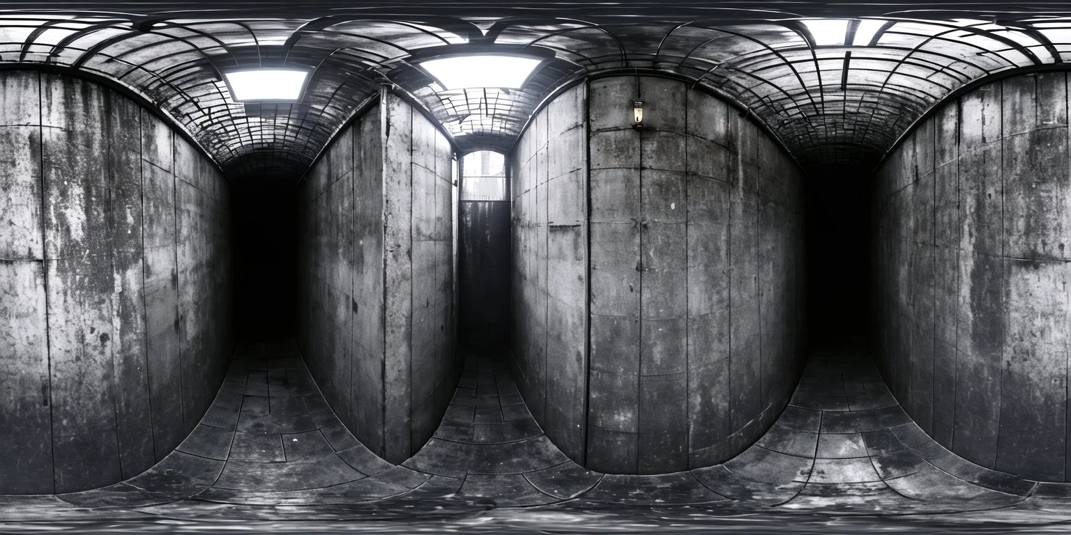 <lora:360:1>, panorama,
The camera shows a dark, maze-like network of tunnels that seem to stretch on endlessly. The air is filled with the sound of dripping water and faint whispers, and the occasional glimpse of a shadowy figure can be seen in the periphery. As the camera moves deeper into the maze, the atmosphere becomes increasingly oppressive and the sense of dread intensifies.