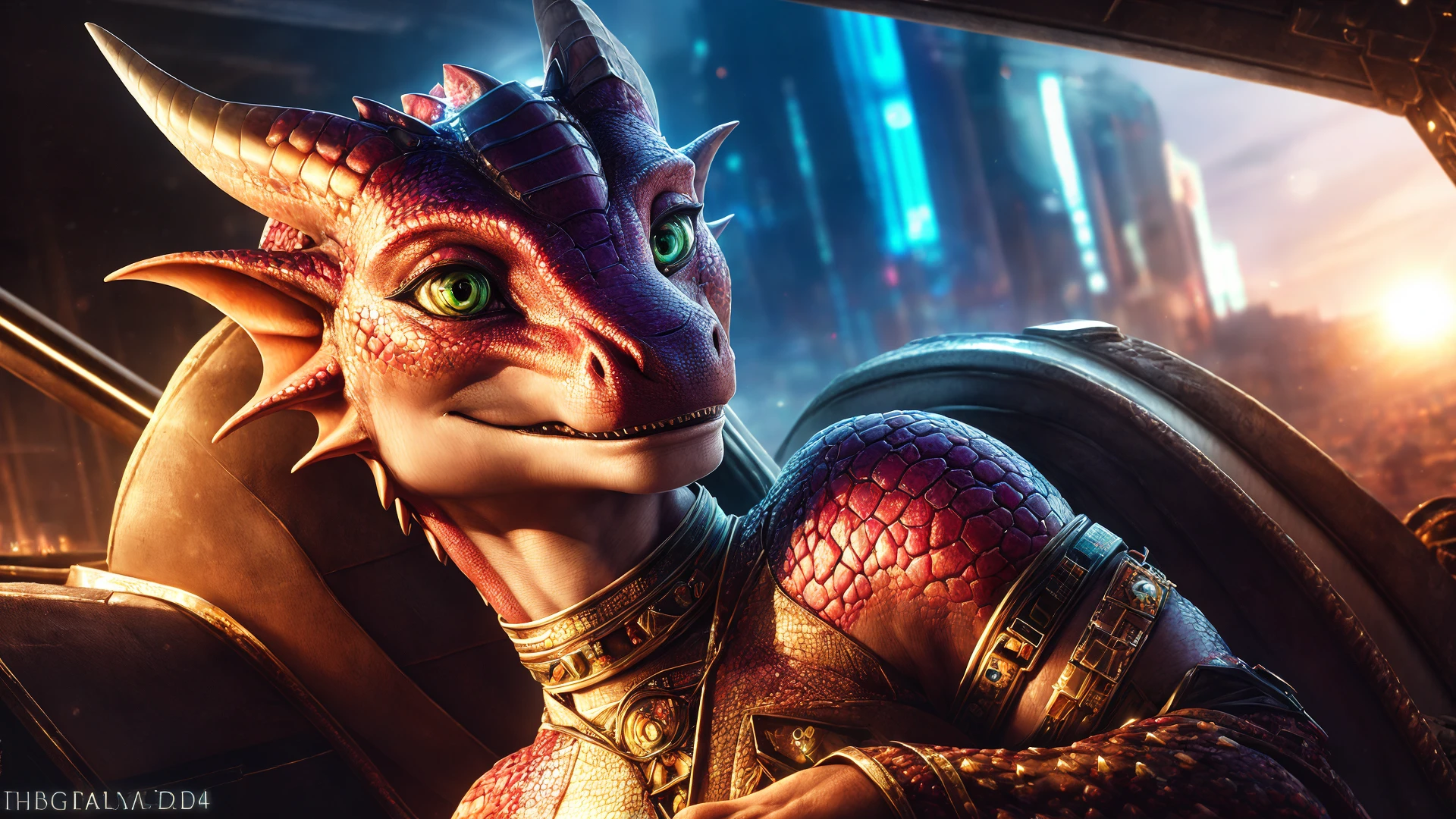 High detail, film, cinematic, realistic, young girl, cyberpunk, cyborg, jewels, (halo), (luxury clothes), solo, (makeup), detailed background,kobold, female, smiling, multicolored scales,
detailed scales, realistic scales, kobold horns, scaly tail, full body, cgi, photorealistic, high detail, realistic, masterpiece, absurdres, best quality, HDR, high quality, high-definition, extremely detailed, 8k wallpaper, intricate details, 8K uhd, Full-HD, (realistic photo:1.4), contrast, global illumination, ambient occlusion, depth of field, Field of View, lens flare, bloom, stunning environment