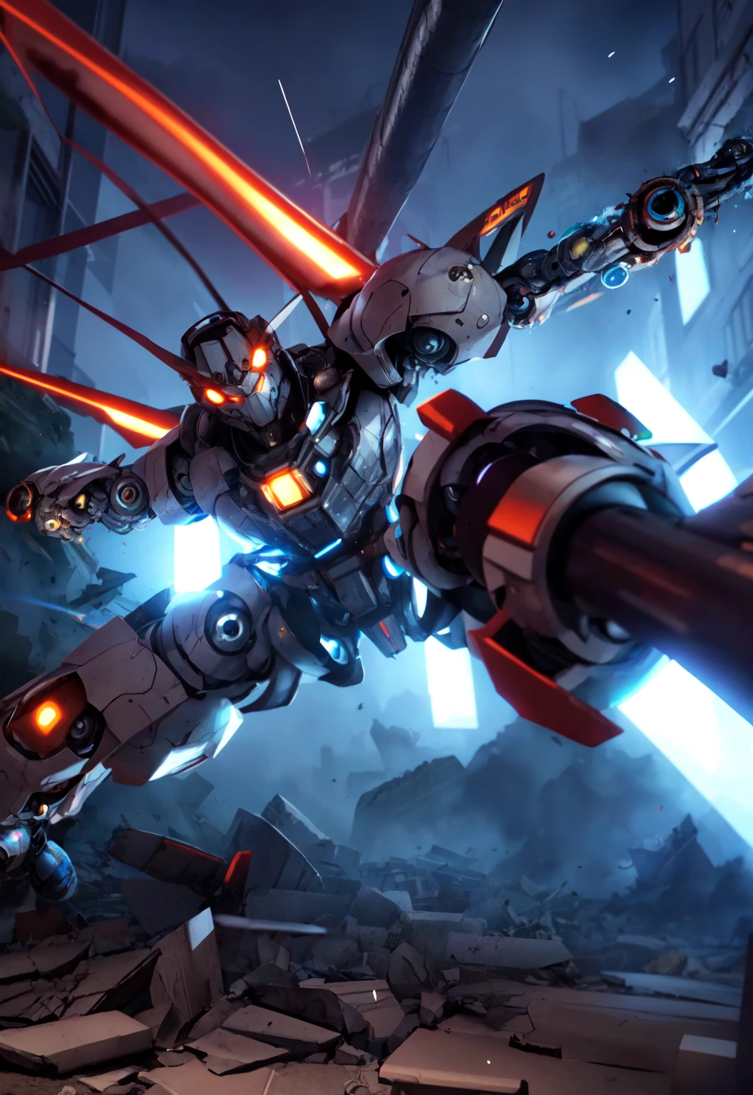 futuristic mecha in a destroyed city, scifi, mechanical, gears, transparent glass, crystal,
vibrant colors, colorful art style, 
soft lighting, soft shadows, detailed textures, dynamic lighting,  
nice hands, perfect hands, 
<lyco:GoodHands-beta2:1.0> 
<lora:add_detail:1>