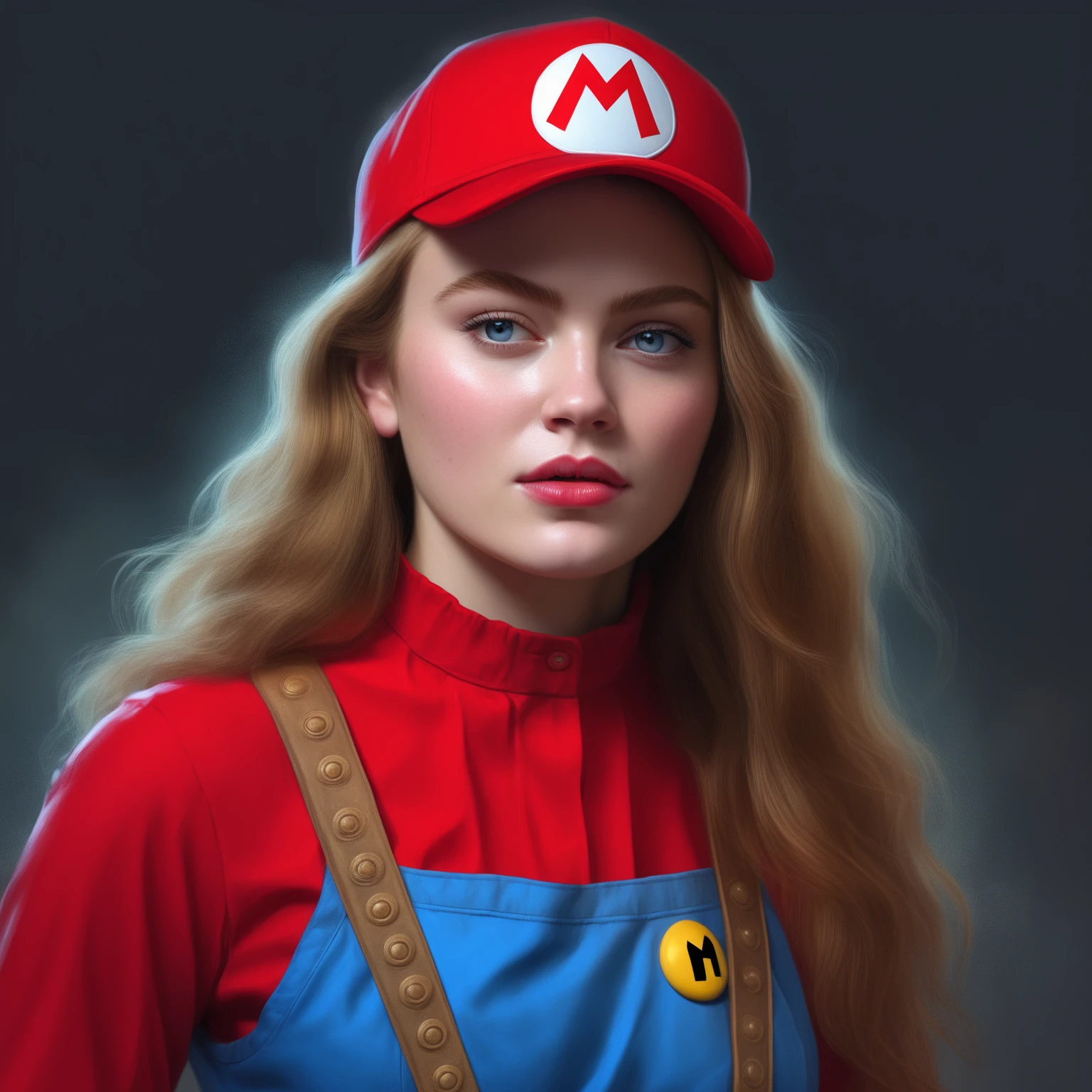 Portrait of  ((ohwx woman))  <lora:sadie_lora_sdxl_v4-000006:1>  as super Mario, red hat, fantasy, highly detailed, digital painting, artstation, concept art, sharp focus, illustration, art by Tony Sart and artgerm and randy vargas