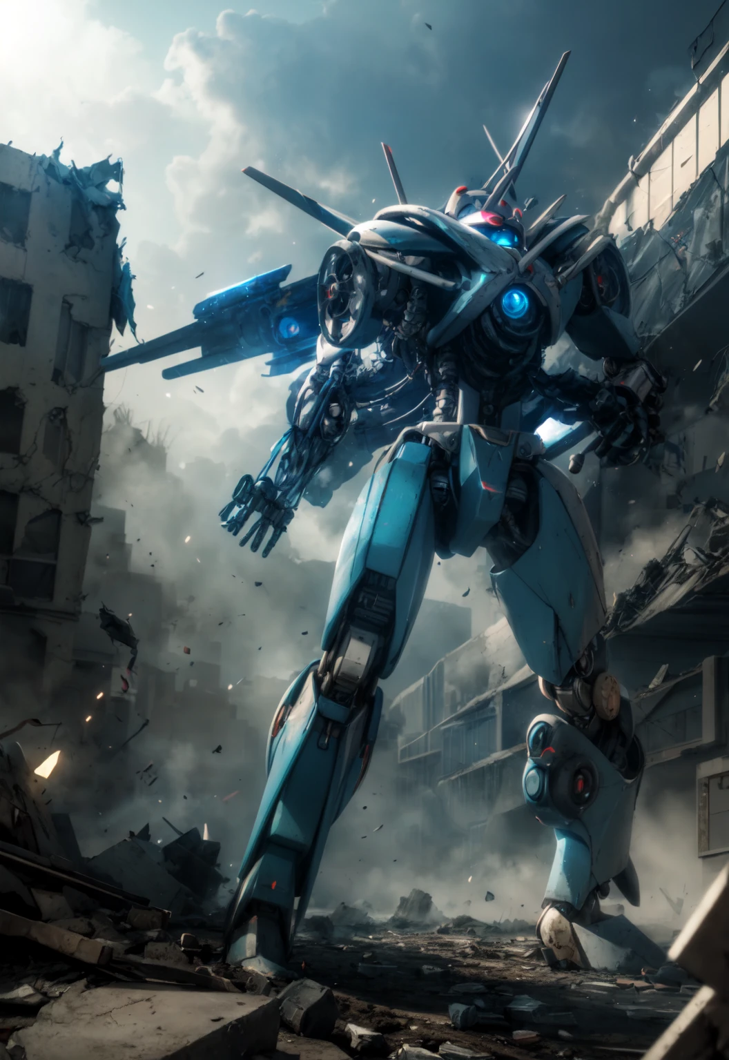 futuristic mecha in a destroyed city, scifi, mechanical, gears, transparent glass, crystal,
vibrant colors, colorful art style, 
soft lighting, soft shadows, detailed textures, dynamic lighting,  
nice hands, perfect hands, 
<lyco:GoodHands-beta2:1.0> 
<lora:add_detail:1>