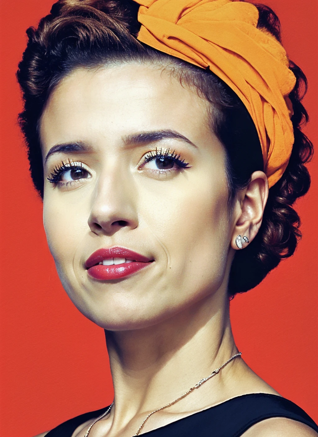 portrait of ((sks woman)) by Flora Borsi, style by Flora Borsi, bold, bright colours, Mohawk haircut, ((Flora Borsi)), by Gerda Taro