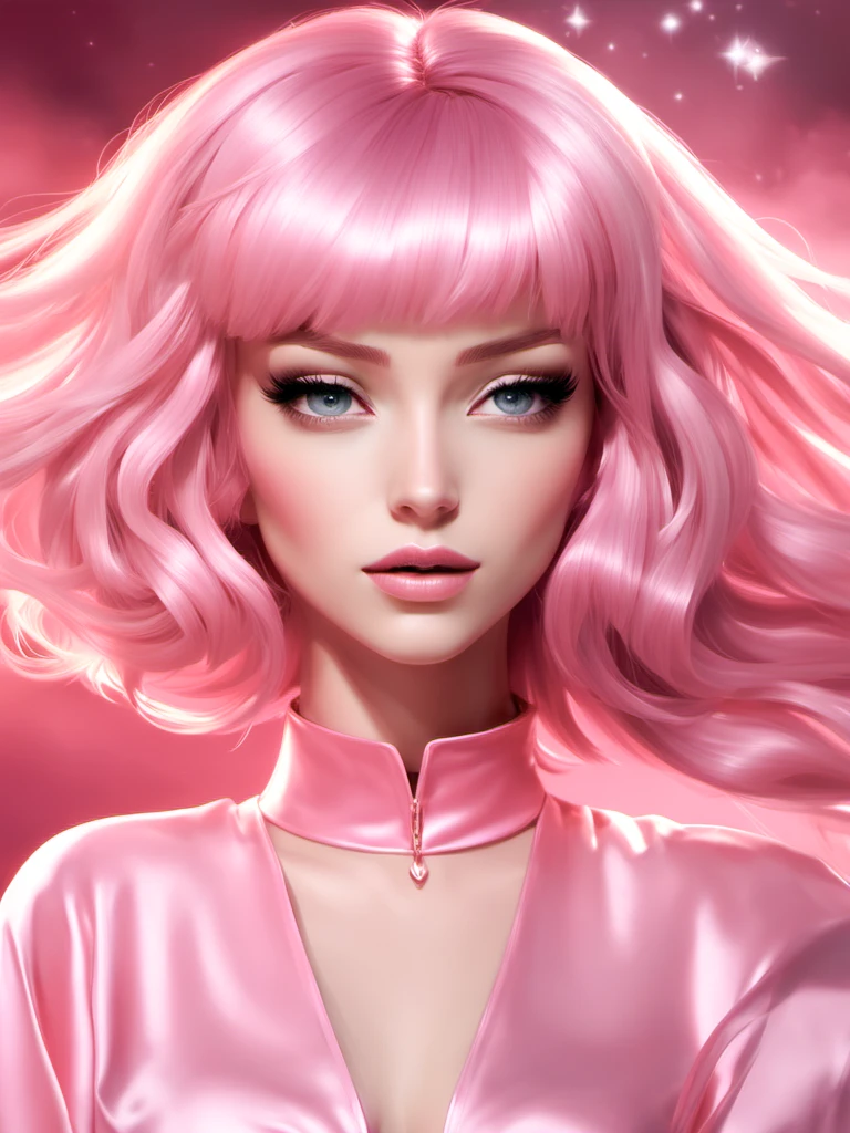 modelshoot style, (extremely detailed CG unity 8k wallpaper), glamour close-up shot from side of upper body of pink hair girl (surrounded by swirling pink magic), flowing fabric, pink fabric, princess casting magic, aura, ,dynamic pose, cinematic lighting, face focus, (looking at viewer), soft focus, lip gloss, photorealistic, hyperrealism, skin pores, 