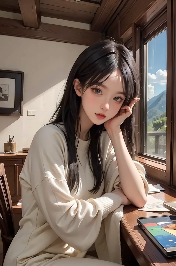 Luminous radiance,captivating grace,spatial profundity,skilled execution,lifelike illustrations,congruent layout,(artistic sophistication:1.2),bold contrasts,
1girl,solo,
Justice,
bank,
indoor,
mountaintop,panoramic,inspiring,