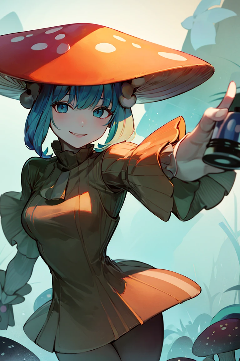 ((masterpiece,best quality)), absurdres,
<lora:Mushroom_Girl:0.8>, Mushroom_Girl,
solo, smiling, looking at viewer, cowboy shot,
cinematic composition, dynamic pose,