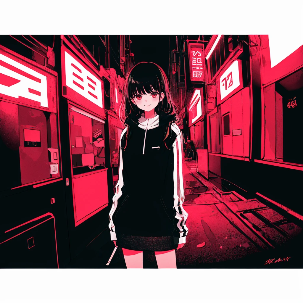 (masterpiece,best quality:1.5), ultra realistic,32k,RAW photo,(high detailed skin:1.2), 8k uhd, 1 girl, cowboy shot, smile, (lofi color), neon color, (hyper lofi), <lora:hyper_lofi:0.7:MIDD>