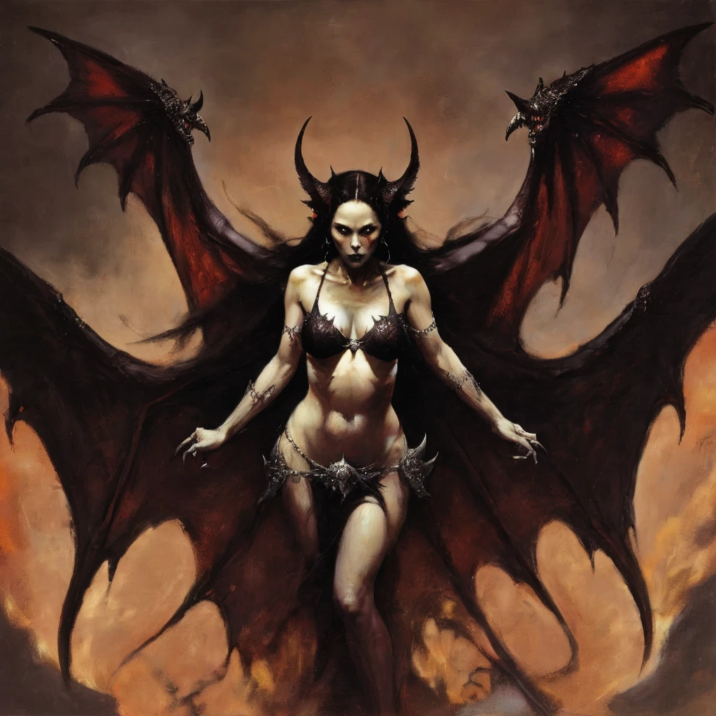 <lora:fr4z3tt4:0.75>fr4z3tt4 woman demon wings