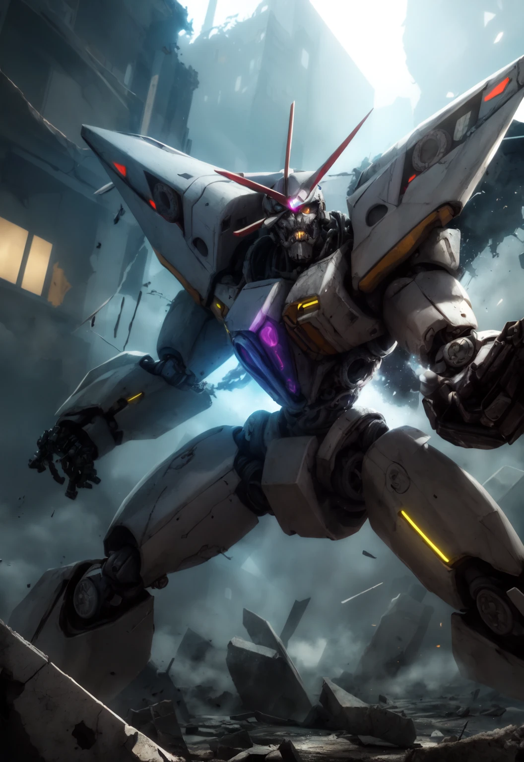 futuristic mecha in a destroyed city, scifi, mechanical, gears, transparent glass, crystal,
vibrant colors, colorful art style,
soft lighting, soft shadows, detailed textures, dynamic lighting,
nice hands, perfect hands,
<lyco:GoodHands-beta2:1.0>
<lora:add_detail:1>