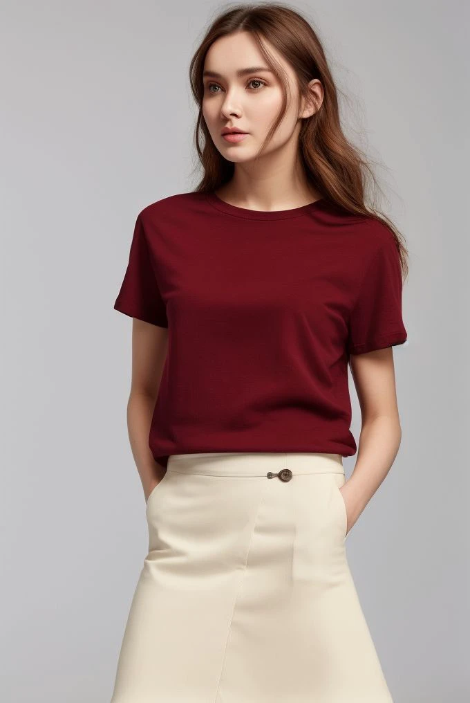 <lora:ahud1.1.1:0.7>, ahud, ahiga, (standing: 0.5), face, t-shirt, (skirt ), fair skin, high quality, (looking at viewer), studio lighting, 8k