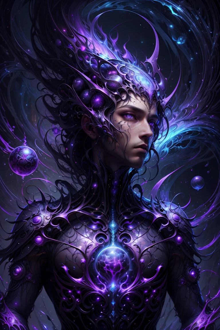 masterpiece, best quality, (absurdres, highres, ultra detailed), (1 handsome man:1.2),purple magic, (fractal art:0.5),imaginative overlays, artistic fusion,fantastical scenes, upper body,<lora:more_details:0.3>, <lyco:GPTS4 dreamwave full_478773:0.3>, <lora:kVoidEnergy:0.3>, <lyco:GoodHands-beta2:1>, glossy eyes, <lora:LAS:0.1>, (using dark magic:1.2), <lora:fractalized:0.5>