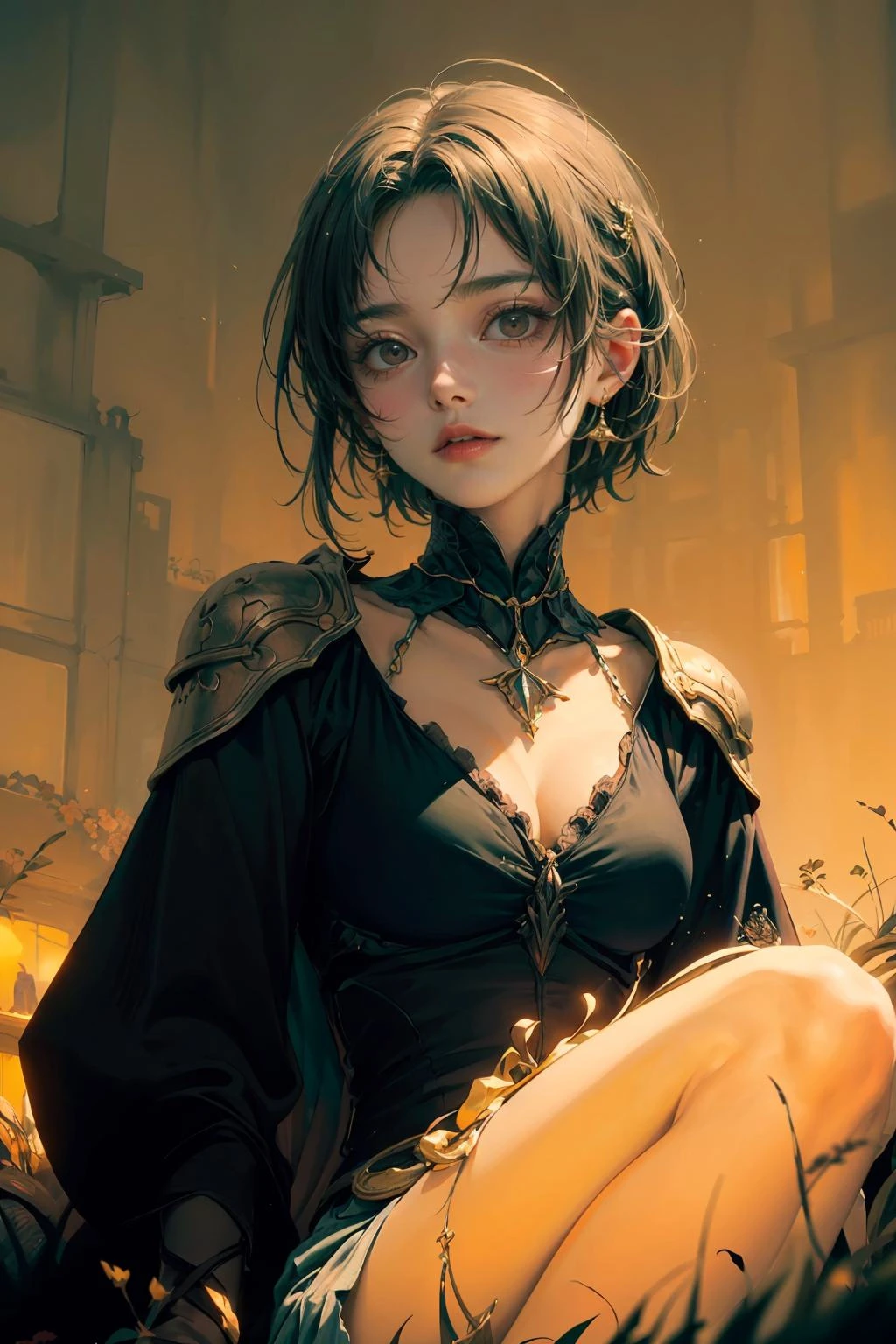 masterpiece,1girl, best quality, 90s dark fantasy movie still,(muted colors, dim colors, soothing tones:1.3),yellow theme