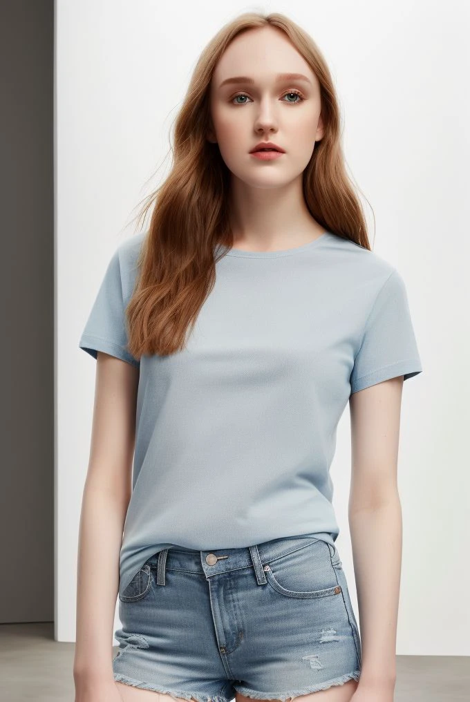 <lora:ahud1.1.1:0.7>, ahud, ahliza, (standing: 0.5), face, t-shirt, (shorts ), fair skin, high quality, (looking at viewer), studio lighting, 8k