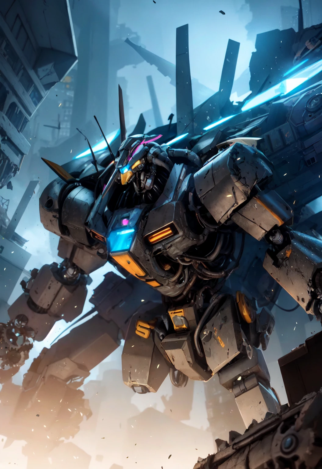 futuristic mecha in a destroyed city, scifi, mechanical, gears, transparent glass, crystal,
vibrant colors, colorful art style,
soft lighting, soft shadows, detailed textures, dynamic lighting,
nice hands, perfect hands,
<lyco:GoodHands-beta2:1.0>
<lora:add_detail:1>