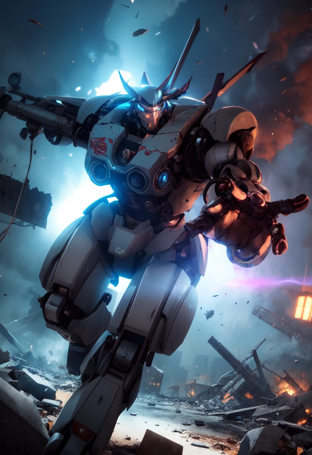 futuristic mecha in a destroyed city, scifi, mechanical, gears, transparent glass, crystal,
vibrant colors, colorful art style, 
soft lighting, soft shadows, detailed textures, dynamic lighting,  
nice hands, perfect hands, 
<lyco:GoodHands-beta2:1.0> 
<lora:add_detail:1>