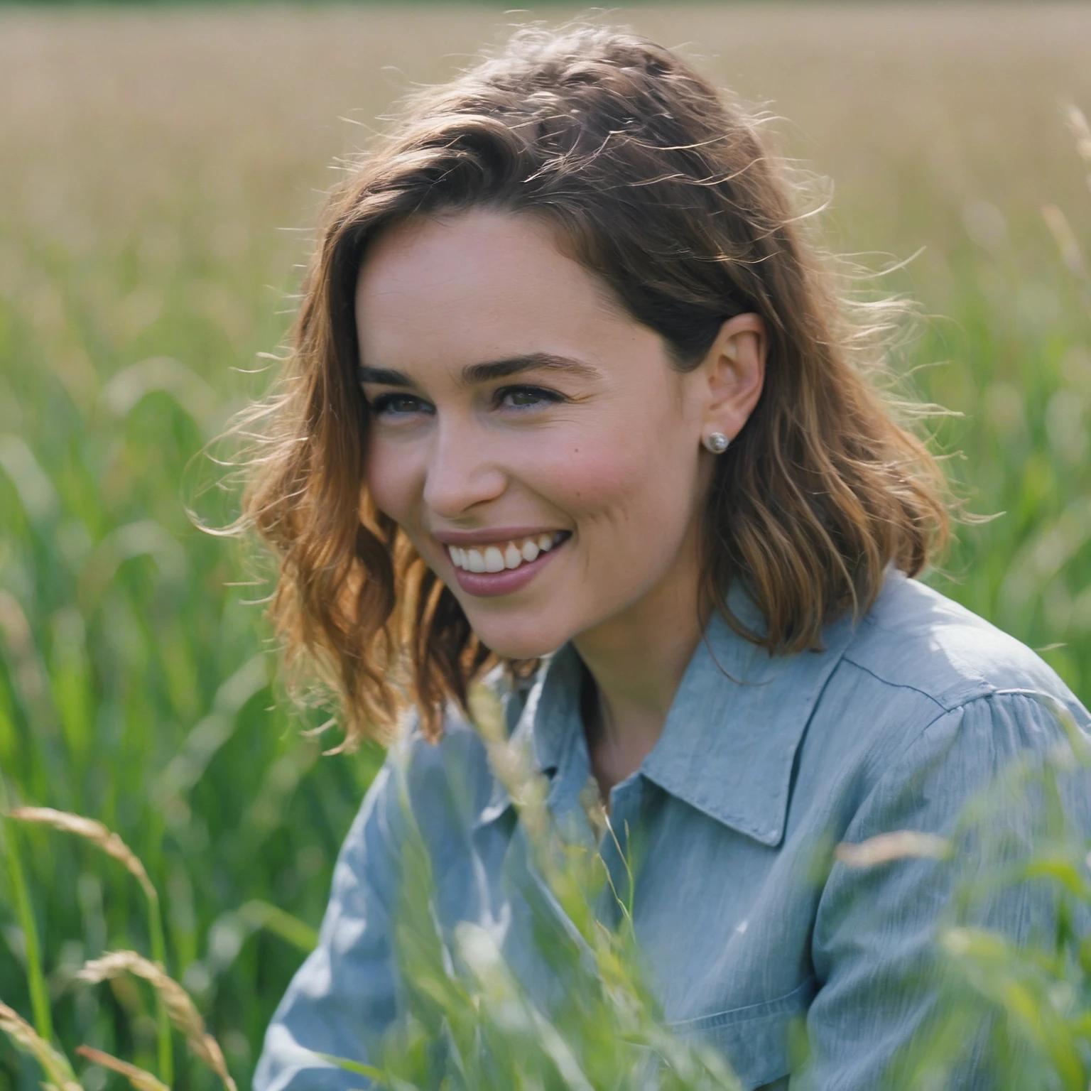 RAW candid cinema, (ohwx woman) <lora:emilia_lora_sdxl_v1-000008:1> portrait in a field, 16mm, ((remarkable color)), (ultra realistic)