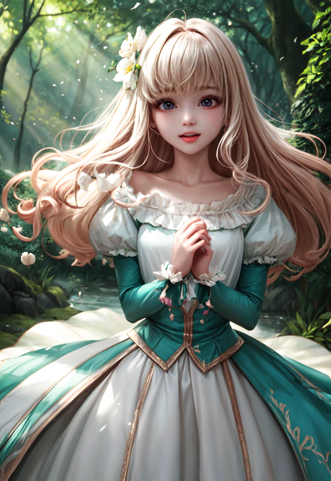 girl in a forest with floating flowers, river, puffy, puffy cheeks, cute,
vibrant colors, colorful art style,
soft lighting, soft shadows, detailed textures, dynamic lighting,
nice hands, perfect hands,
<lyco:GoodHands-beta2:1.0>
<lora:add_detail:1>