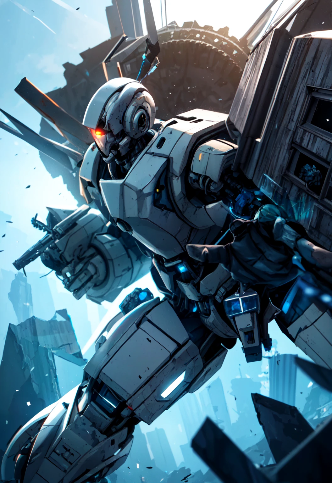 futuristic mecha in a destroyed city, scifi, mechanical, gears, transparent glass, crystal,
vibrant colors, colorful art style, 
soft lighting, soft shadows, detailed textures, dynamic lighting,  
nice hands, perfect hands, 
<lyco:GoodHands-beta2:1.0> 
<lora:add_detail:1>