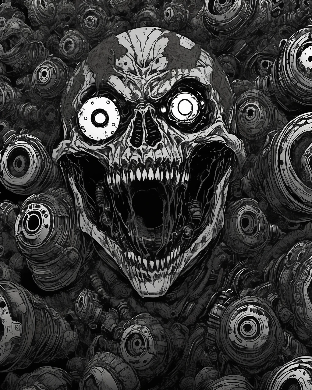 ((masterpiece:1.4)), ((Best quality:1.5), ((person with one-eyed television head)), zombie mouth, macabre ART, terror collage, double exposure, terriblefic, brutalism, photocopy effect, Portrait outline