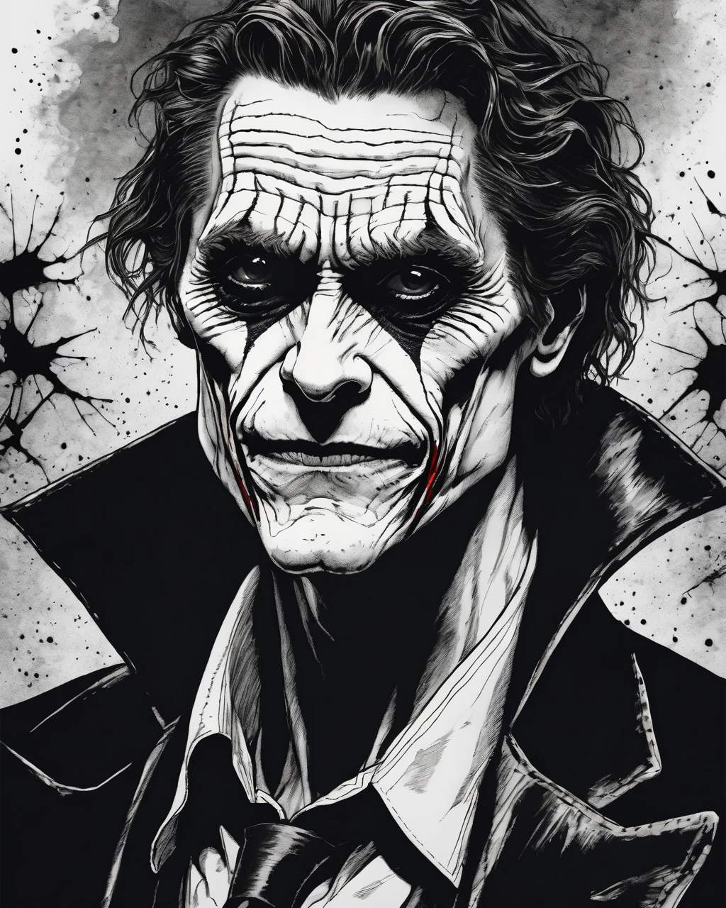 willem dafoe,joker,headshot portrait,junji ito style,inked,horror manga,<lora:XL_itoStyleLycoris:1.0>,, 8k, 4k, (highres:1.1), best quality;