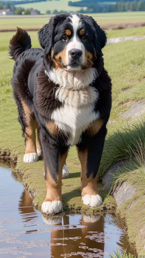 high quality, high resolution, extreme detail, masterpiece, one dog, bernese mountain dog, bernese, <lora:Bernese-Mountain-Dog_LoRA:1>