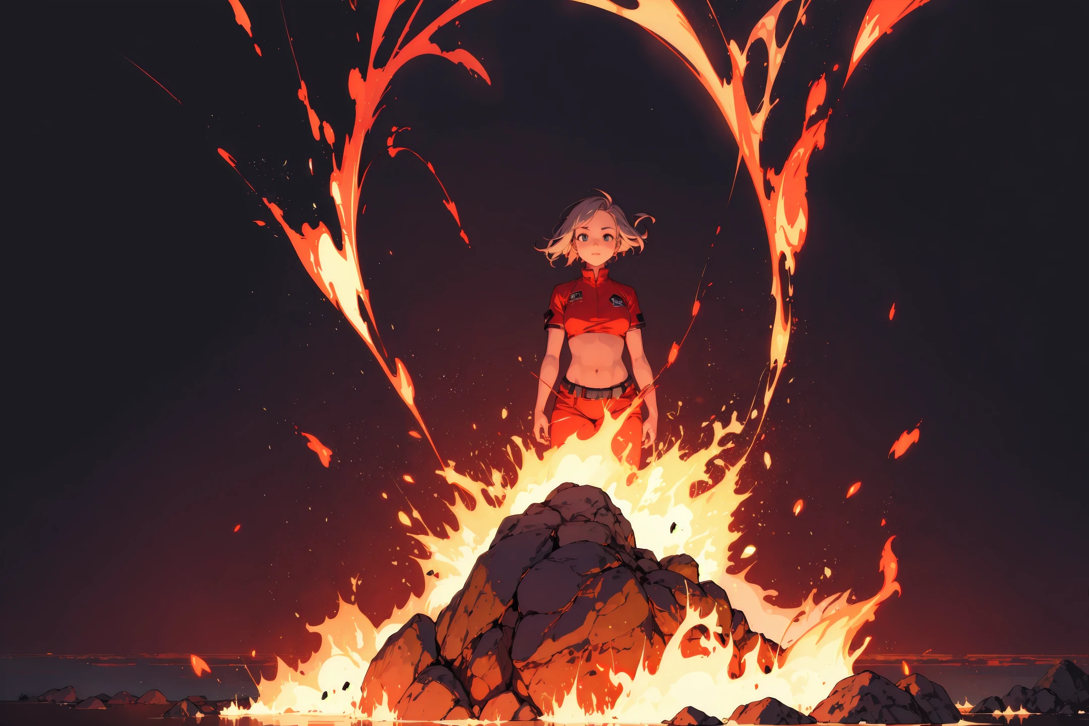 1girl standing in fire, cropped