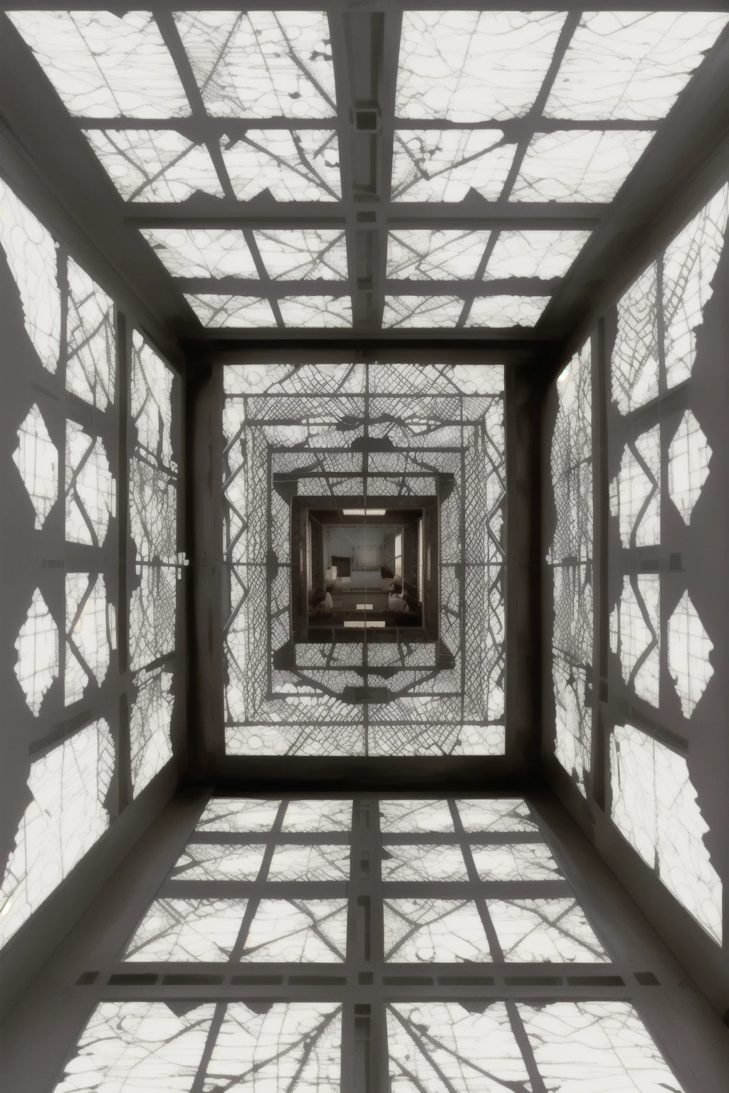 a room with chestnut light on it's walls, Chiharu Shiota, promotional image, a screenshot, cubo-futurism , the_cube