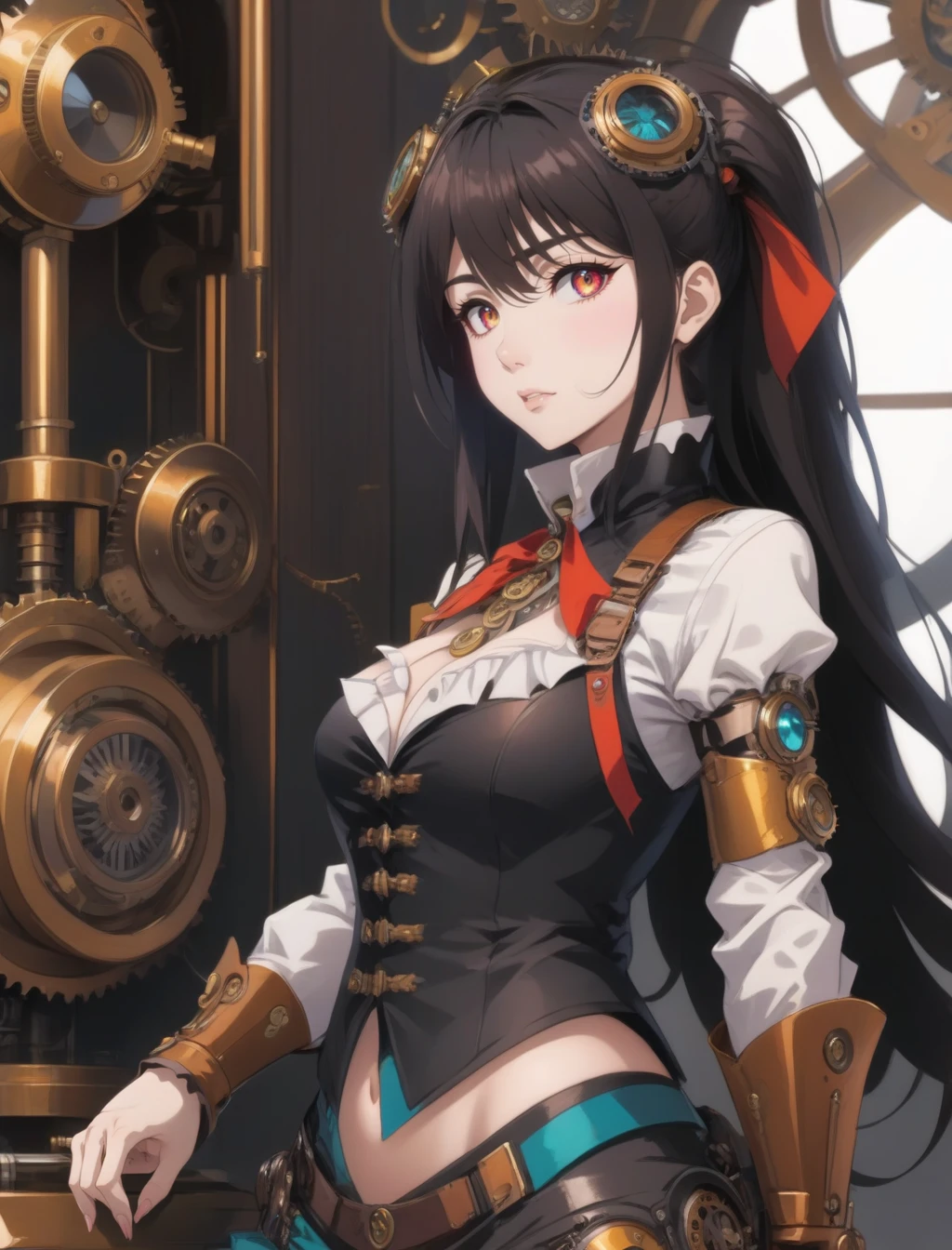 anime, (1girl), upper body,extreme detailed, steampunk, colorful, detailed, masterpiece, best quality,