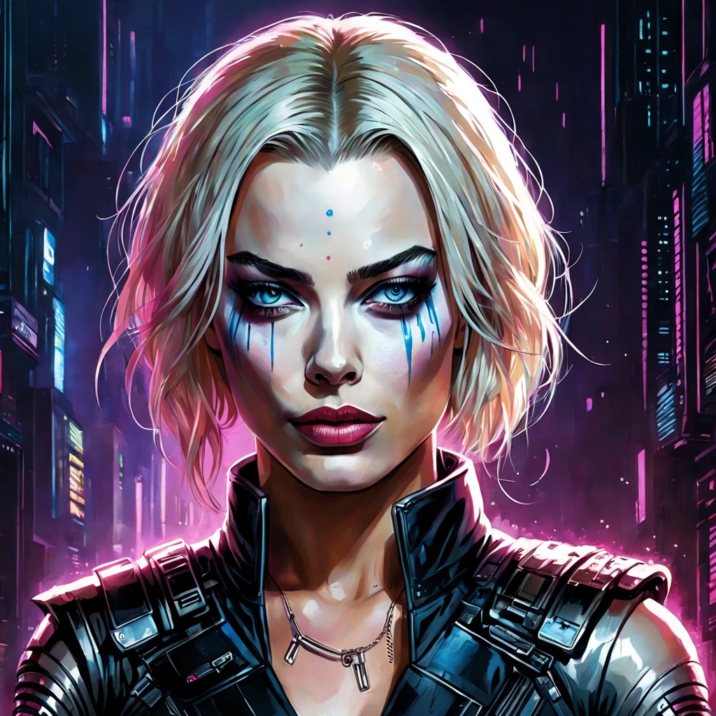 ((margot robbie)) as a cyberpunk netrunner, portrait, cyberpunk, synthwave, drive, shadowrun, blade runner, neon tokyo, ((3d render)), high quality, masterpiece, intricate detail