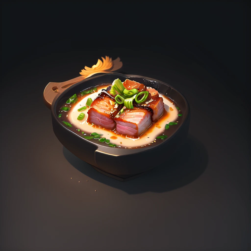 food, game icon institute, game icon,black background,simple background,<lora:icon food-000038jiu:0.6>,
A delicious braised pork belly cube icon in Chinese cuisine style, rendered in vibrant game art.