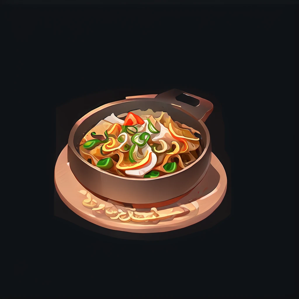 food, game icon institute, game icon,black background,simple background,plate,<lora:icon food-000038jiu:1.2>,
Pan fried noodles cube icon with colorful vegetables, rendered in yummy Chinese food game item art style.