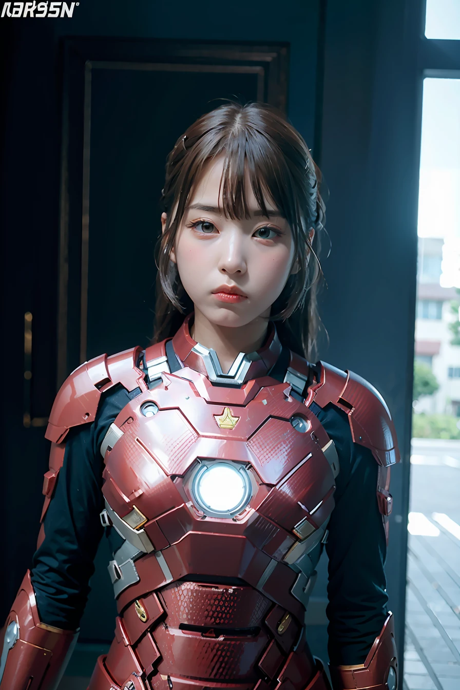 (masterpiece), best quality, perfect face,1girl, the ironman armor suit, <lora:Jiwoo_NMIXX-02:1>