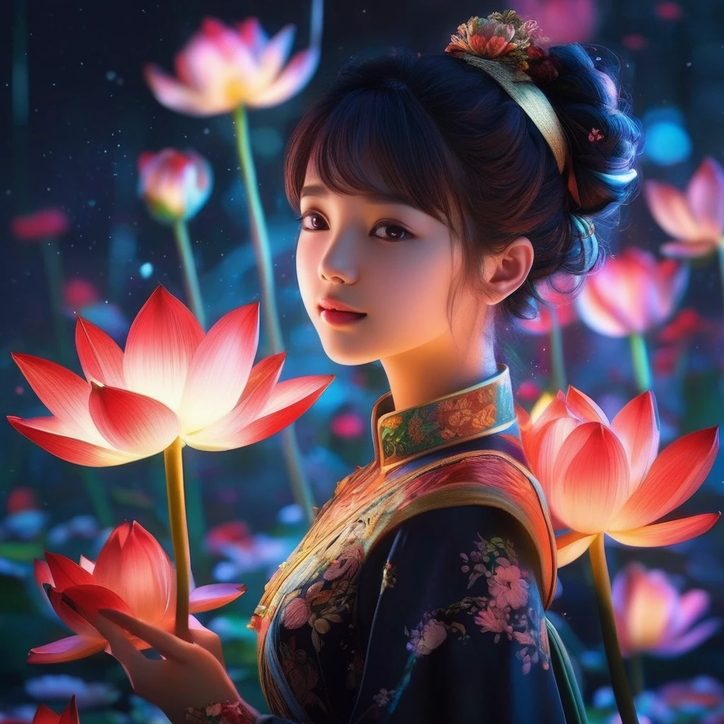 face focus, cute, masterpiece, best quality,
A award winning photo of a lotus flower, sparkling,
face focus, cute, masterpiece, best quality, 1girl holding bioluminescence, vibrant,
Aesthetic Flowers,retro design pattern, multi-color,black background, light particle, solo, black hair, red eyes, standing, pixiv, depth of field, cinematic compotision, best lighting, looking up
gradient hair, standing, pixiv, depth of field, cinematic competition, best lighting, looking up