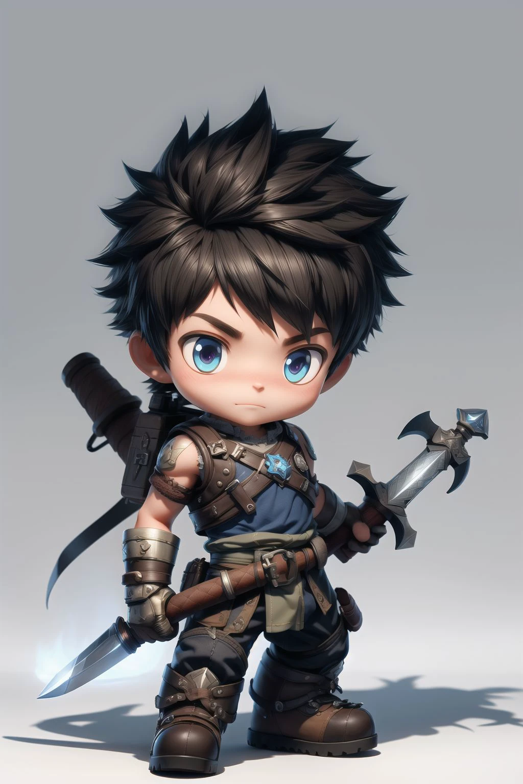 masterpiece, best quality, game icon institute,game icon,A ********** carrying a giant sword on his back. 3d, oc rendering, unity 8k wallpaper, unreal engine, chibi,