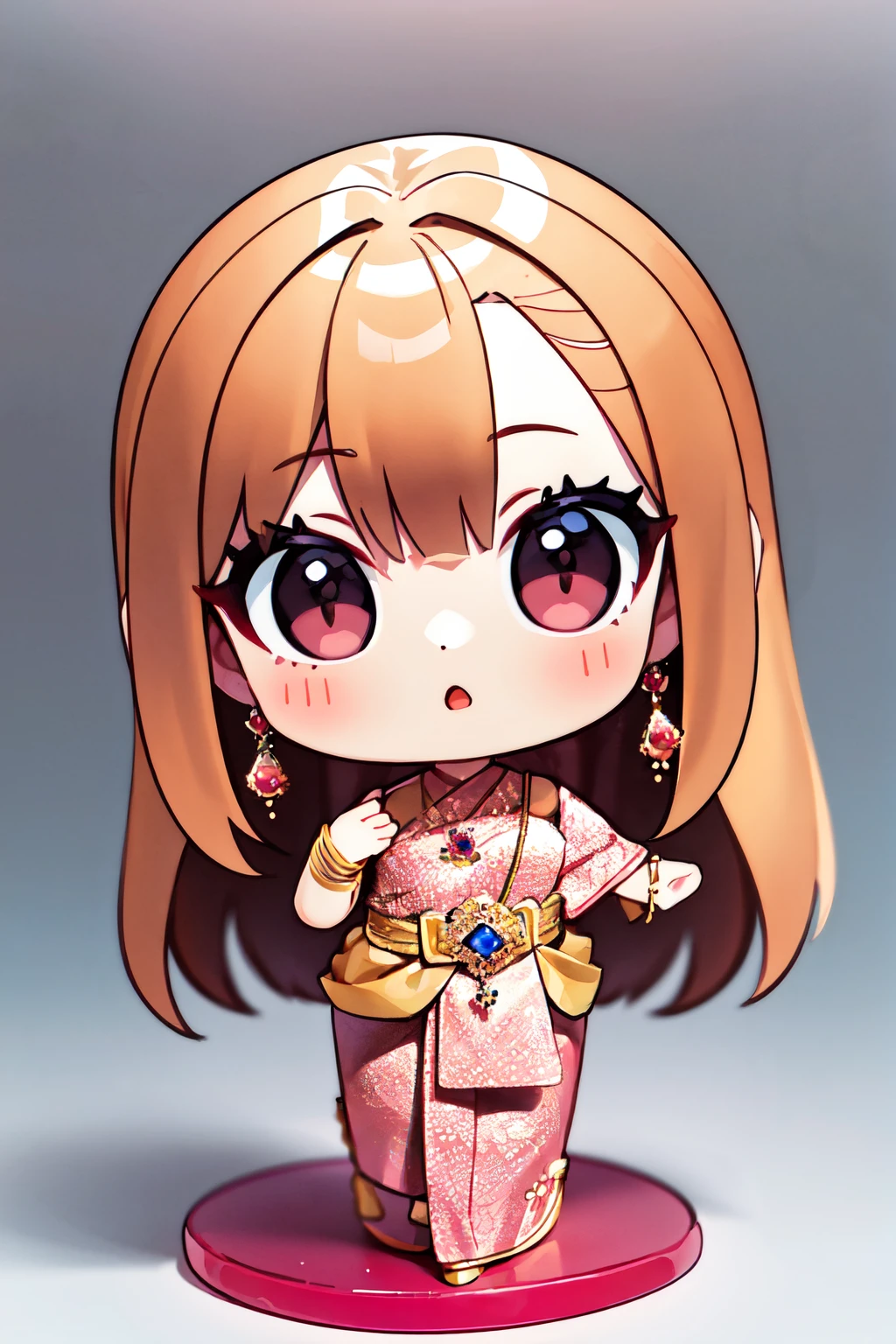 (chibi:1.4),(masterpiece:1.2), (best quality:1.2),looking at viewer,dramatic pose,(simple background)
1girl,(sabai:1.35),(jewelry:1.3),(pink dress),long hair,bang
, <lora:sabai6:0.8>