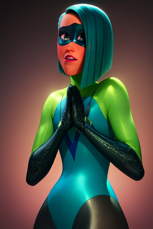 Voyd,blue hair ,dark skin,blue eyes ,short hair, lips, standing, upper body, blushing, nervous, buck teeth, own hands together,
VoySui, black domino mask multicolored ,bodysuit, boots, skin tight, green sleeves,
teal background, blue portals, stars, solo,
(insanely detailed, beautiful detailed face, masterpiece, best quality) cinematic lighting,
<lora:Voyd-10V4:1>