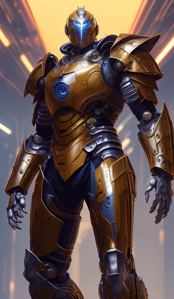 (masterpiece, top quality, best quality, official art, beautiful and aesthetic:1.2),(1man with full armor:1.3),neon lighting, (vibrant glow:1.2), extreme detailed,colorful,highest detailed ((ultra-detailed)), (highly detailed CG illustration),cinematic light,solo,(machine made joints:1.2),((machanical limbs)),(blood vessels connected to tubes),(character focus),science fiction