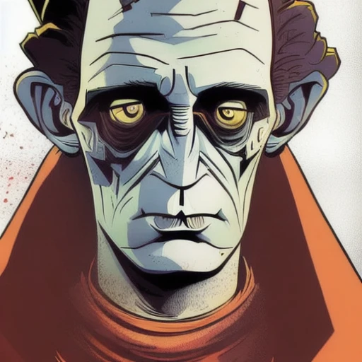 O Personagem Frankenstein em estilo aquarela, Design com qualidade de 32k, inspirada em design de camiseta, com estilo aquarela, made by DSLR Camera, enquadramento total, Centralizado, fundo branco, maximum quality, maximum details. Imagem de um excelente pintor.